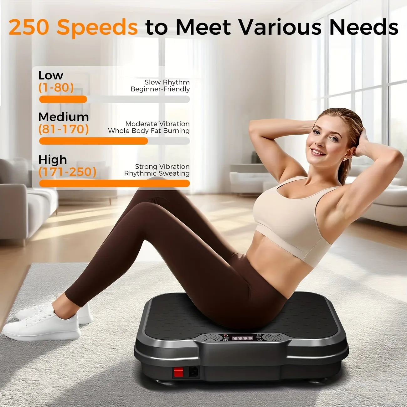 Full-Body Vibration Plate Machine with Resistance Bands