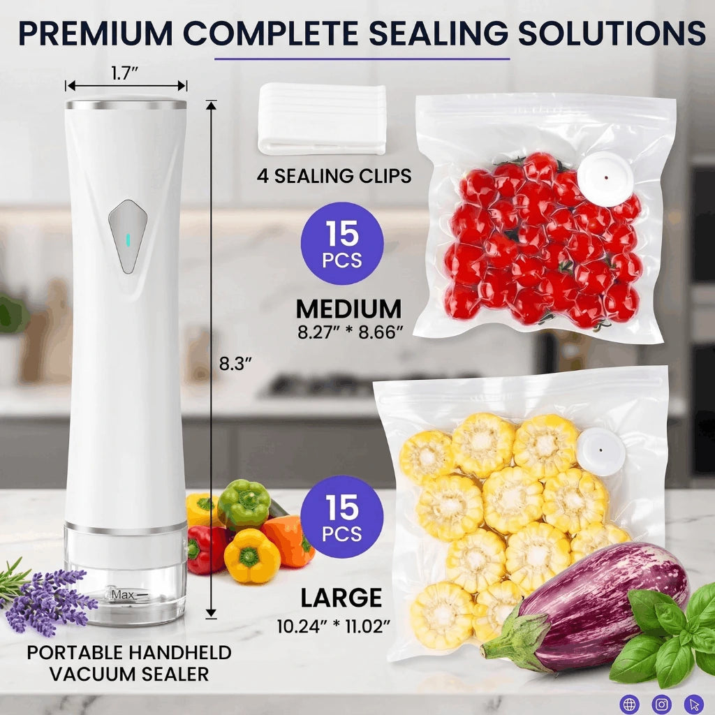 Handheld Vacuum Sealer Kit - 35-Piece Cordless Set