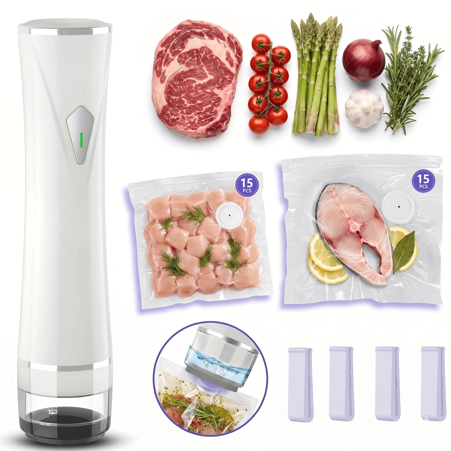 Handheld Vacuum Sealer Kit - 35-Piece Cordless Set