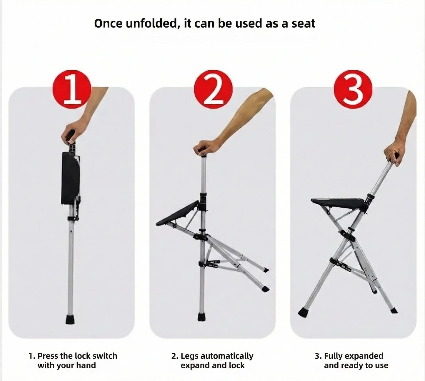 Walking Stick with Folding Seat