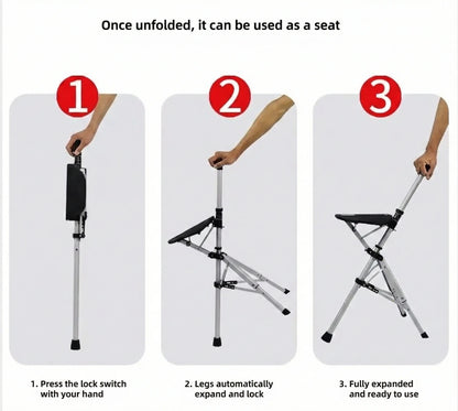 Walking Stick with Folding Seat
