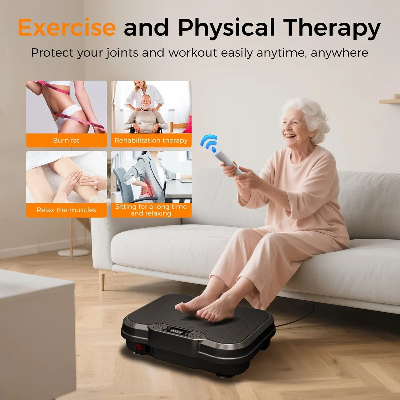 Full-Body Vibration Plate Machine with Resistance Bands