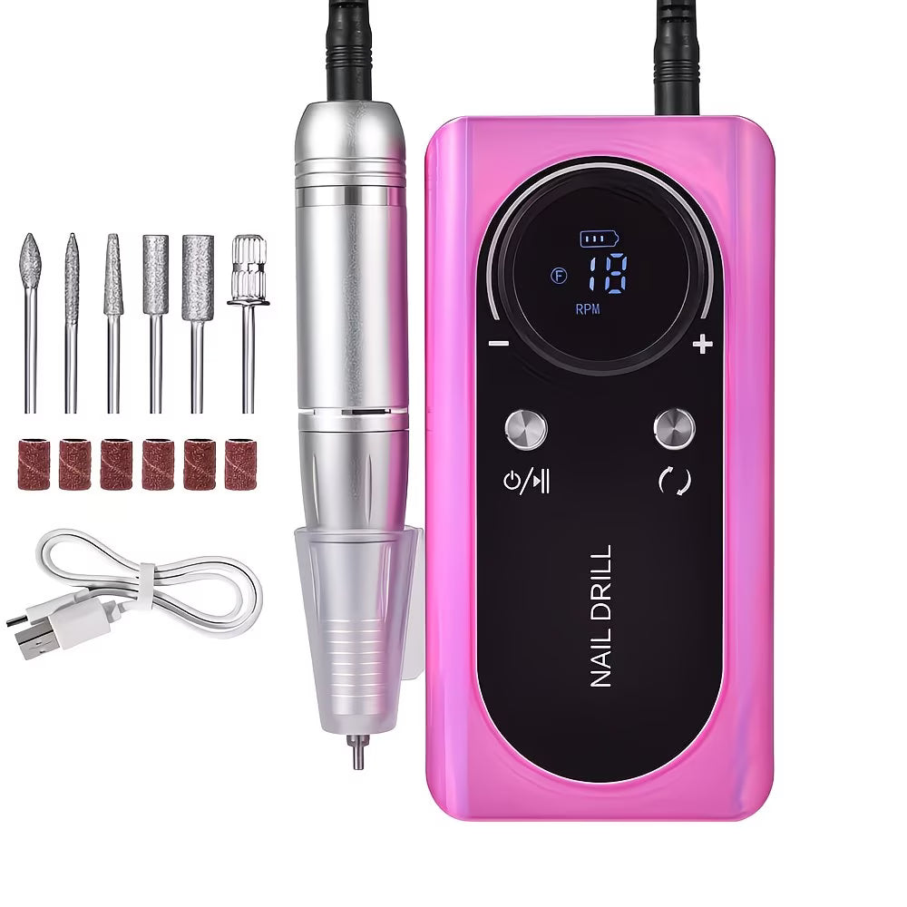 Professional 45000 RPM Wireless Nail Drill for Manicure & Pedicure with Drill Bits Set
