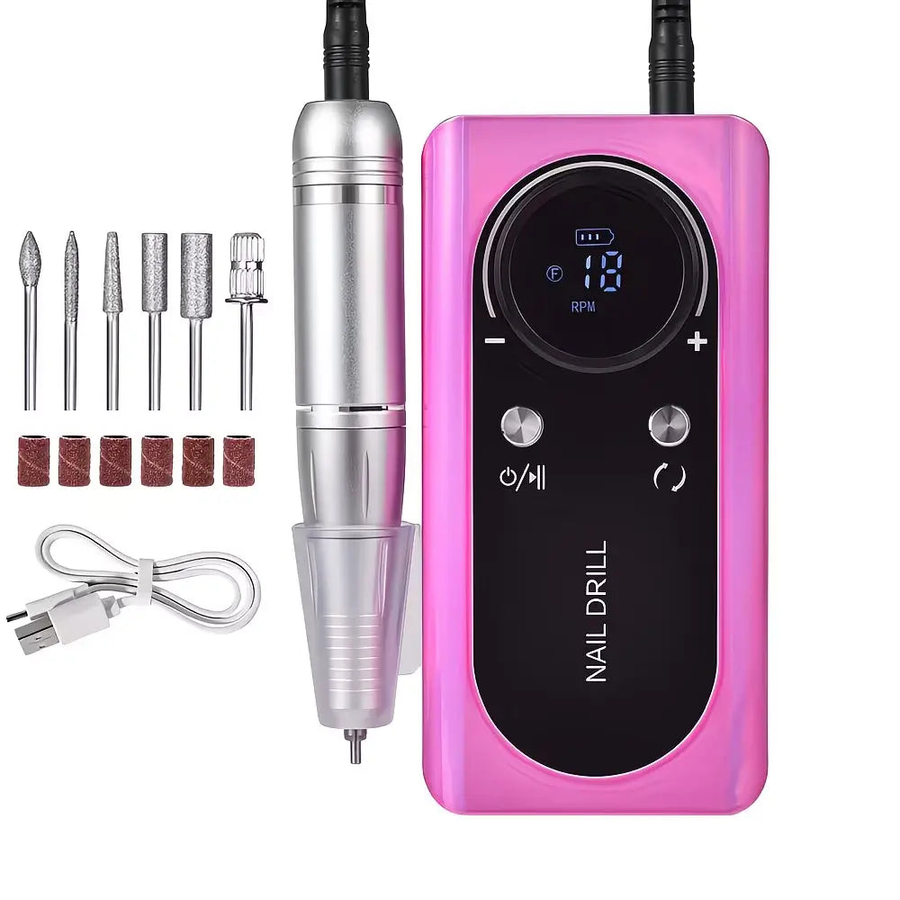 45000 RPM Electric Nail Drill - Rechargeable Portable E-File