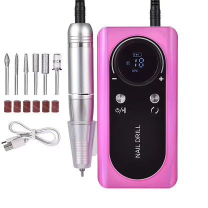 45000 RPM Electric Nail Drill - Rechargeable Portable E-File