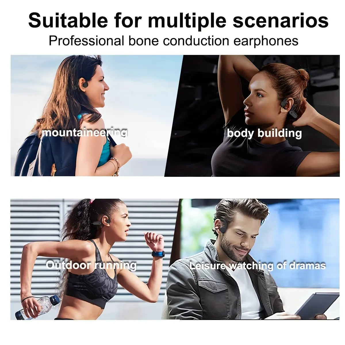 Bone Conduction Wireless Headphones - Bluetooth with Mic