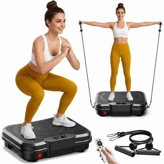 Full-Body Vibration Plate Machine with Resistance Bands